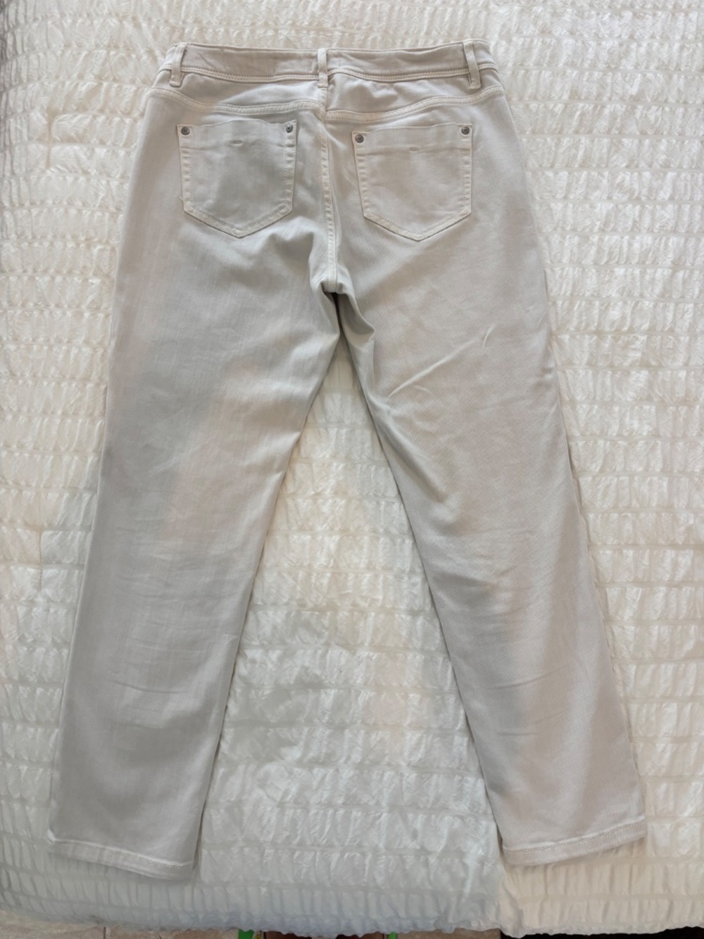 J Jill Authentic Fit slim ankle denim jean in off white 8 Petite - Picture 3 of 14